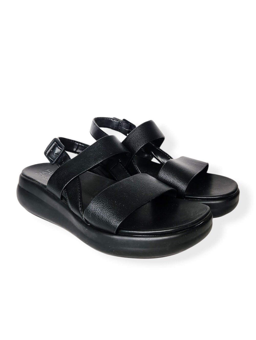 Naturalizer Coast Wedge Black Two-Strap Slingback Sandals Women's Size 8.5 Wide